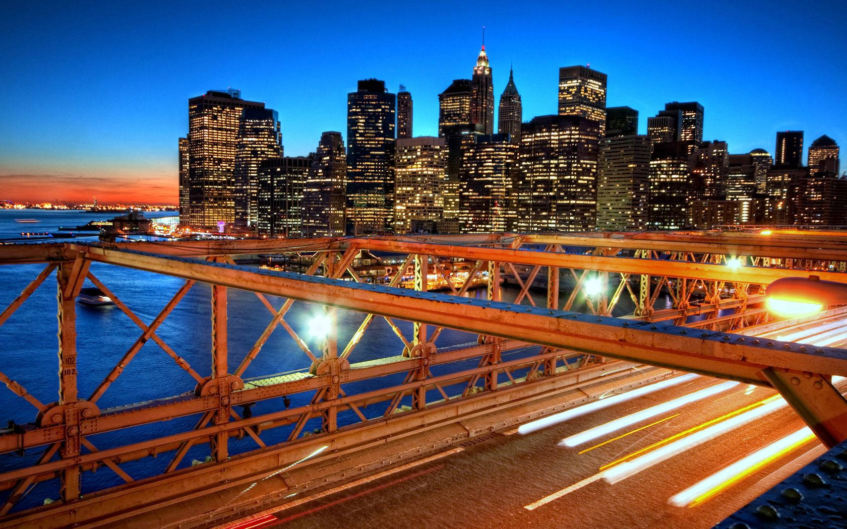 New York City Night View From Bridge Wallpaper