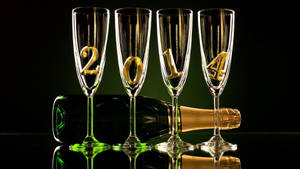 Happy New Year 2014 In Wine Glasses Wallpaper