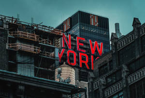 New York Red Building Sign Wallpaper