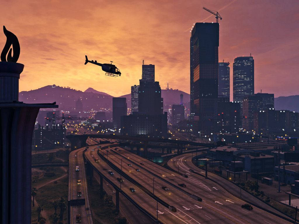 1080p Gta 5 Helicopter In Sky Wallpaper