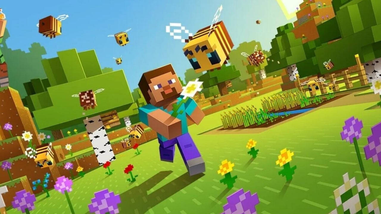 1280x720 Minecraft Chasing Bee Wallpaper