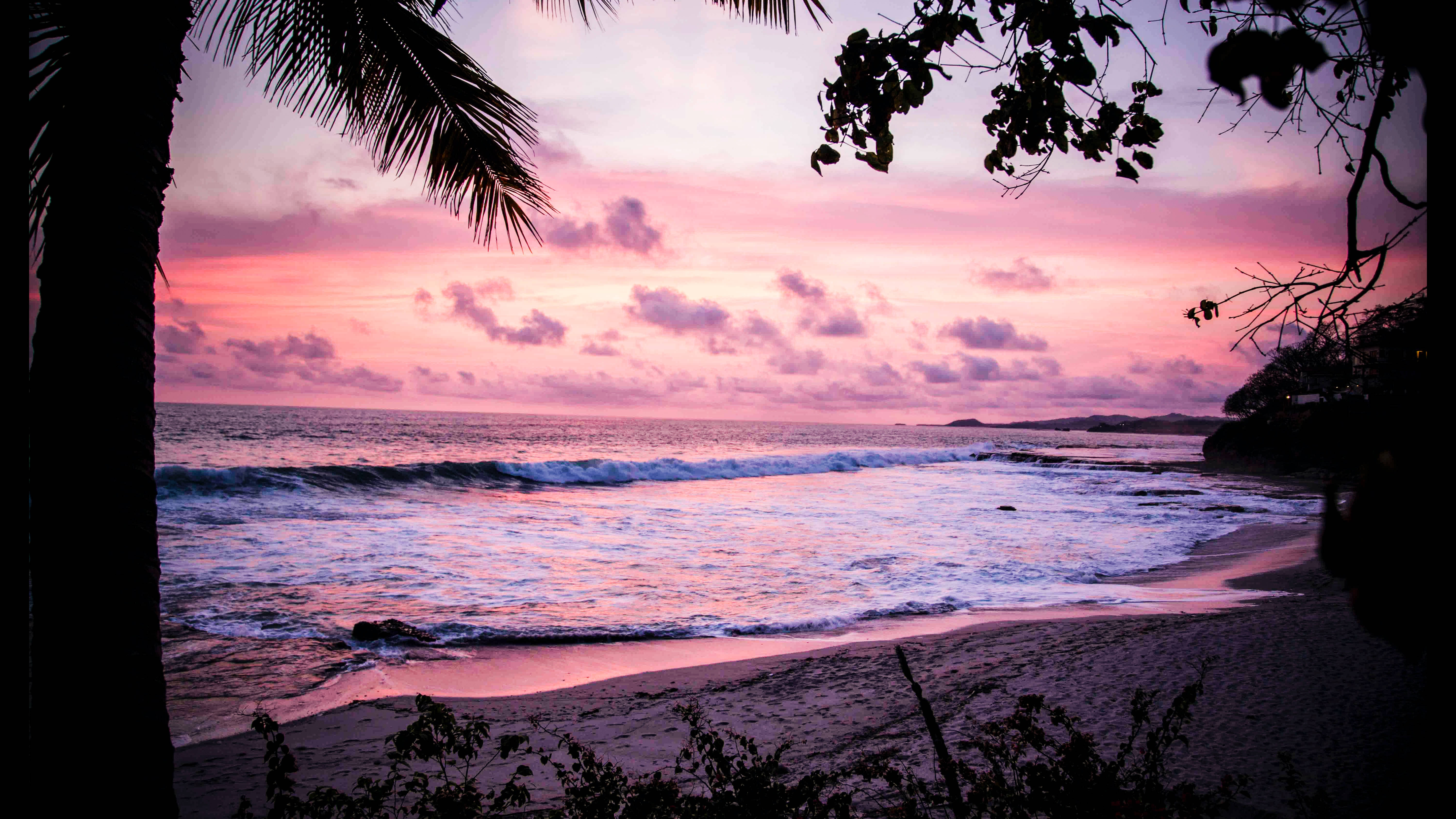 1920x1080 Hd Beach Desktop Purple Sunset Wallpaper