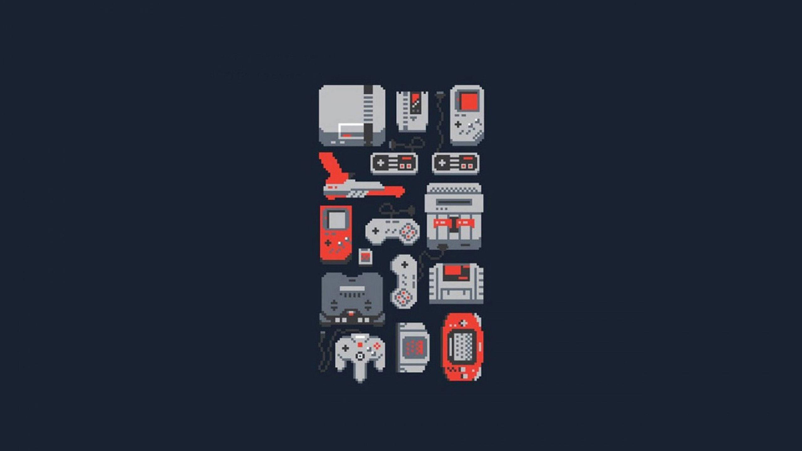 2560x1440 Gaming Retro Game Consoles Wallpaper