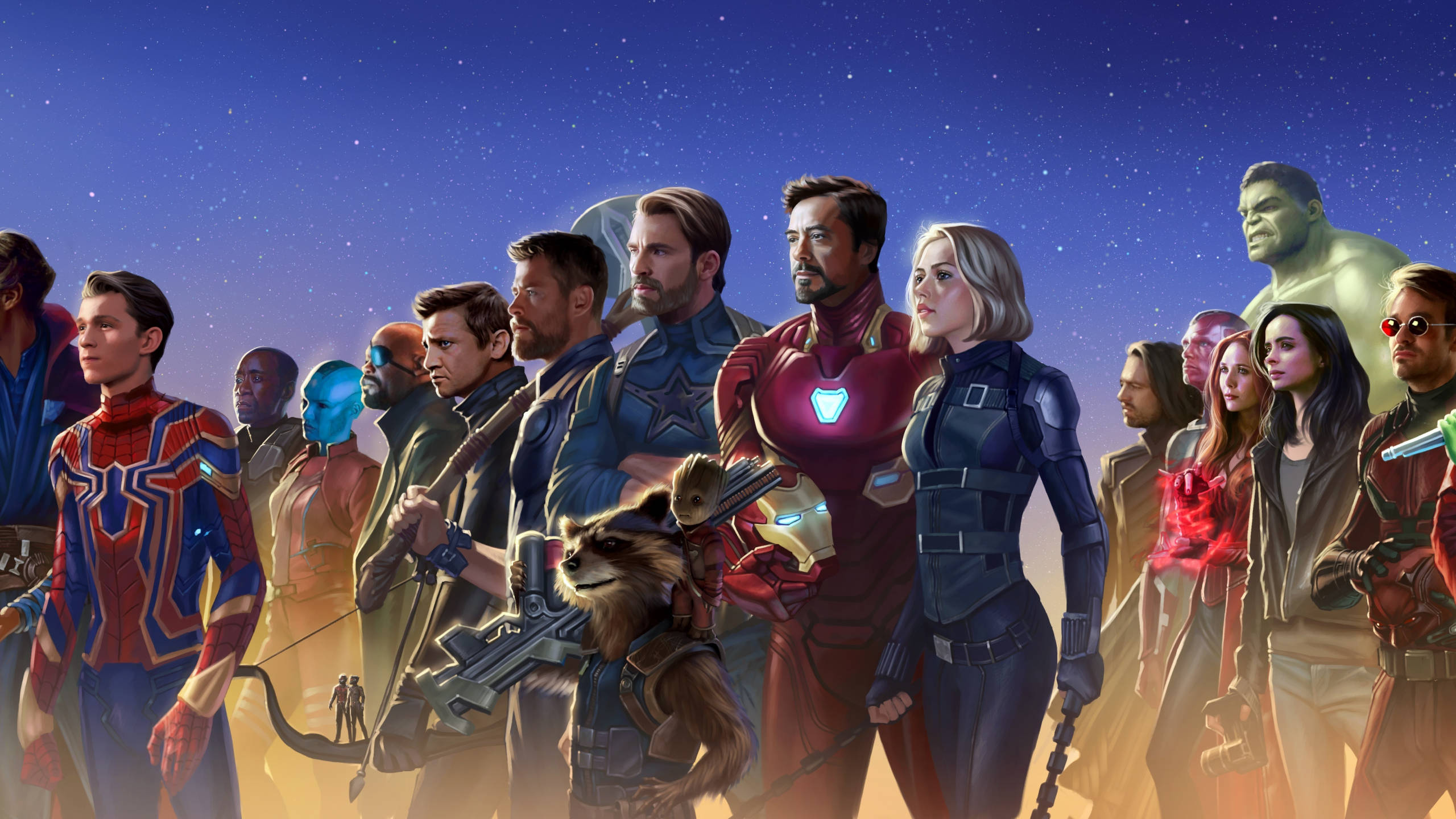 2560x1440 Marvel Mcu Standing Together Wallpaper