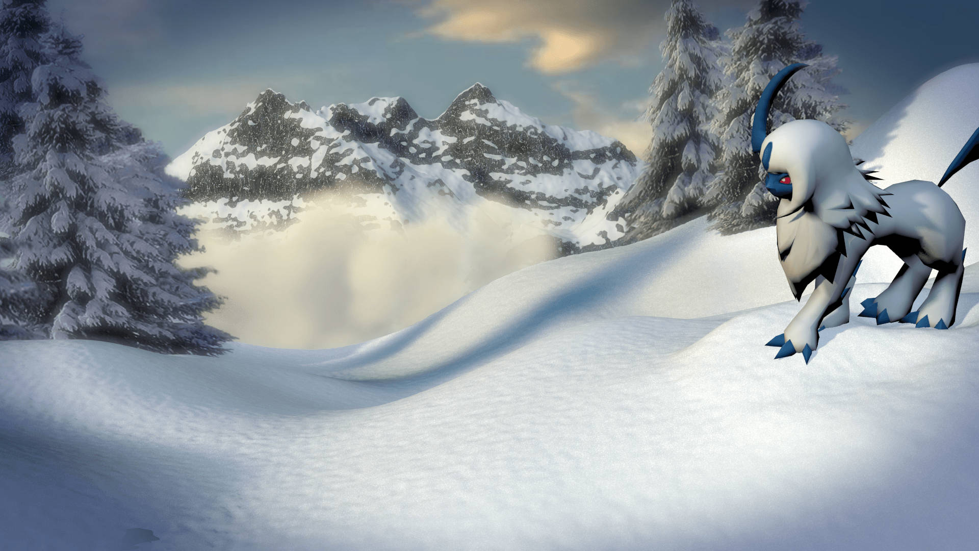 3d Absol In Snow Wallpaper