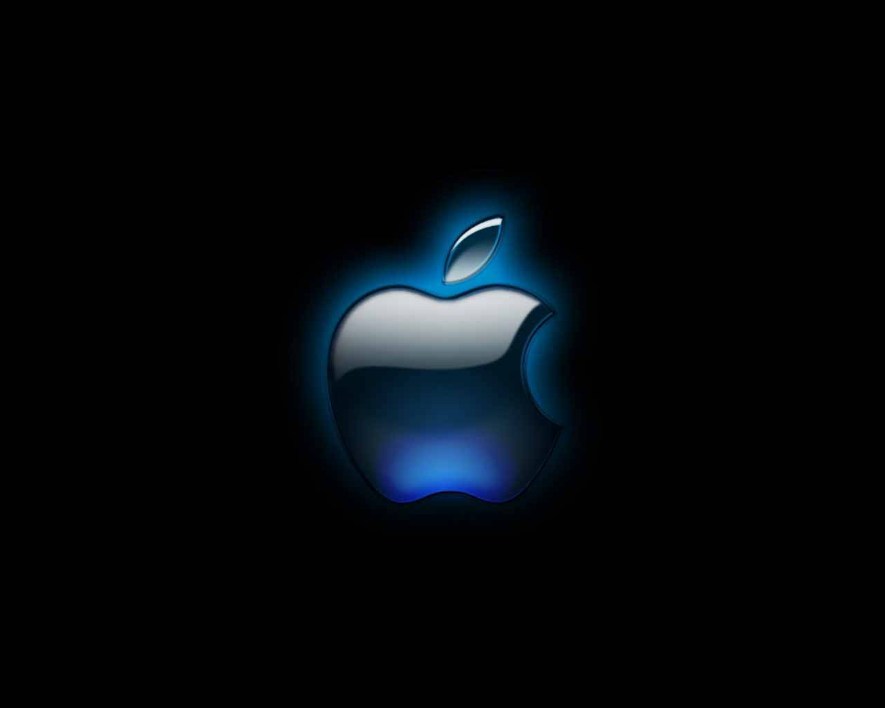 3d Apple Logo Light On Black Wallpaper
