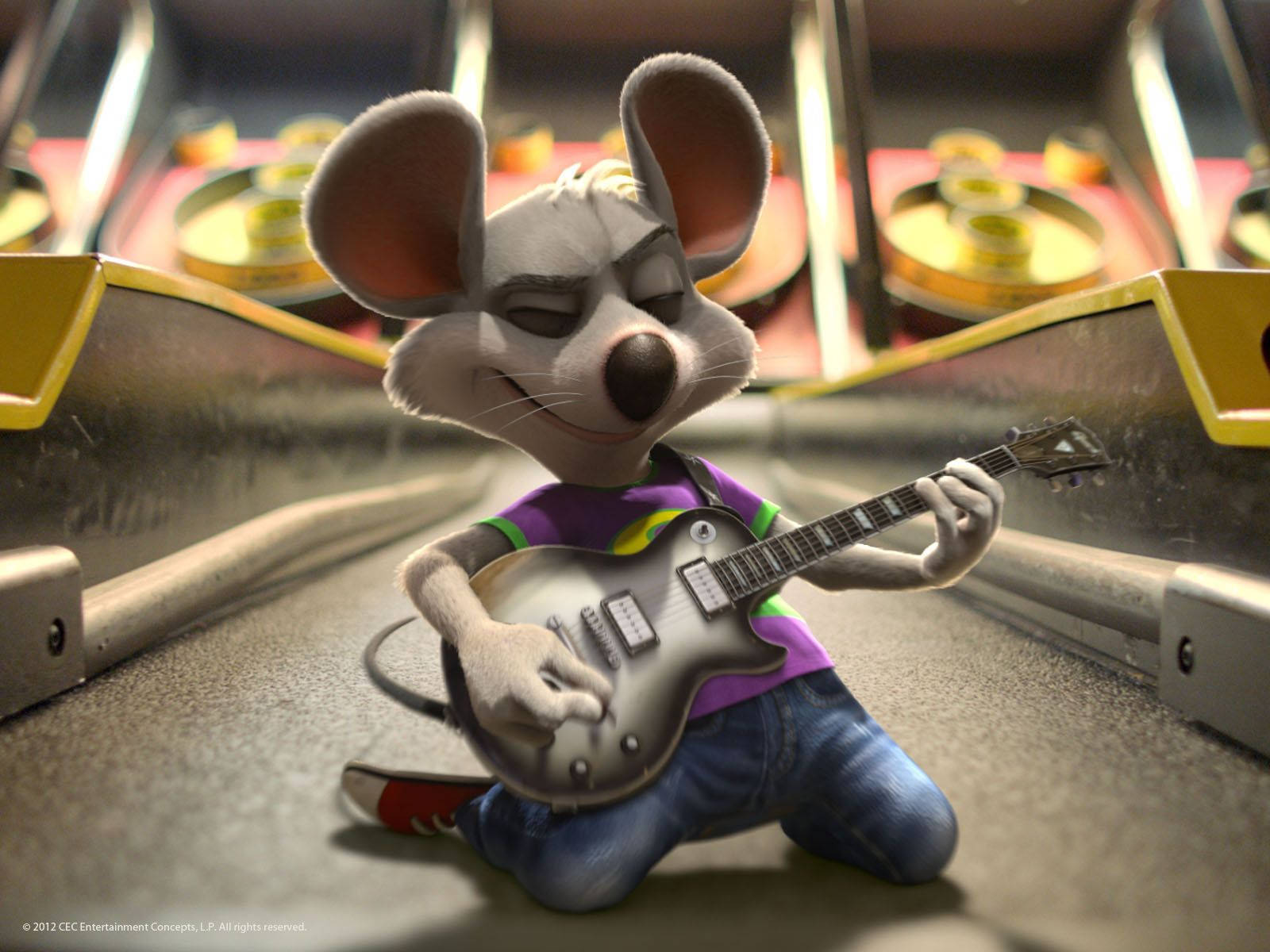 3d Chuck E Cheese Playing Guitar Wallpaper