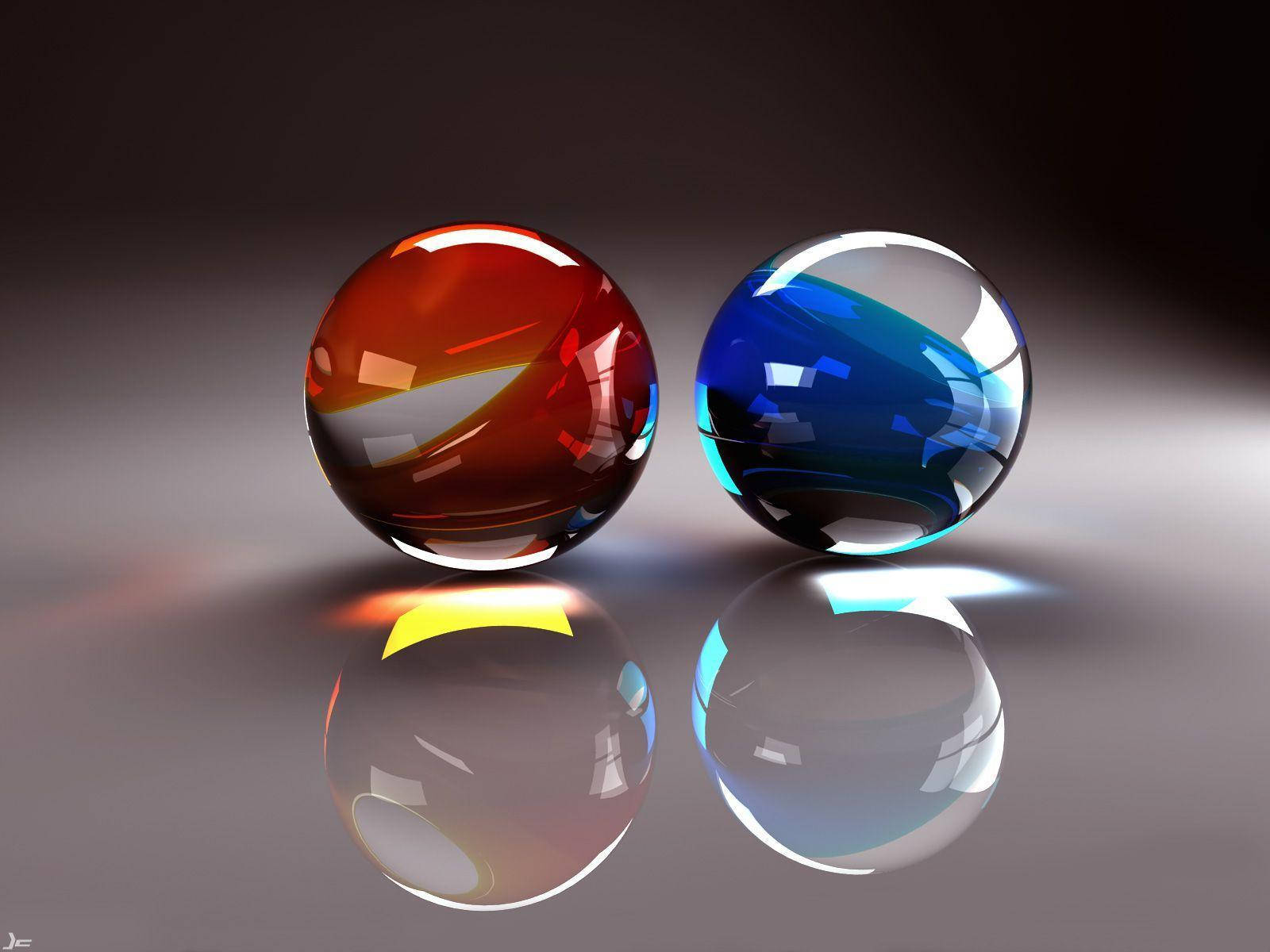 3d Marble Crystal Balls Wallpaper