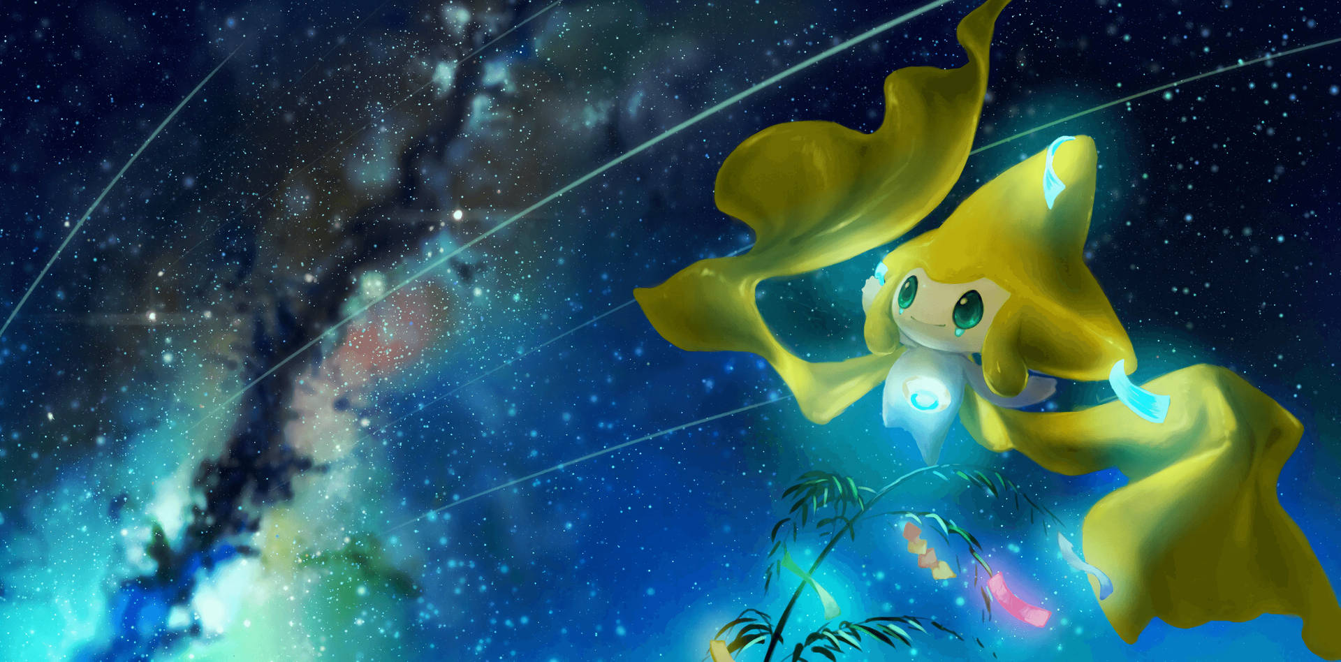 3d Pokémon Jirachi Galaxy Wallpaper