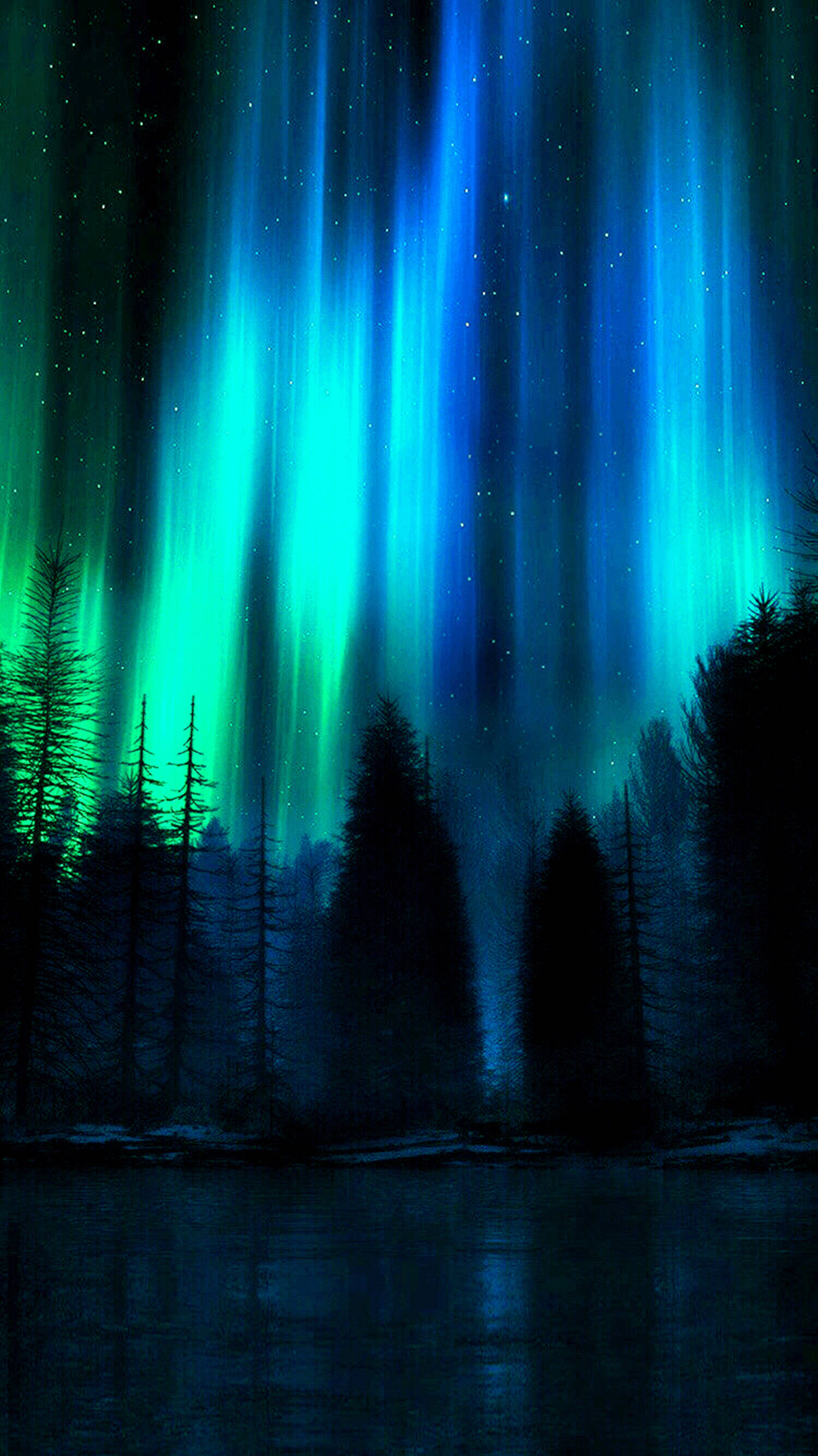 4k Android Dark Northern Lights Wallpaper