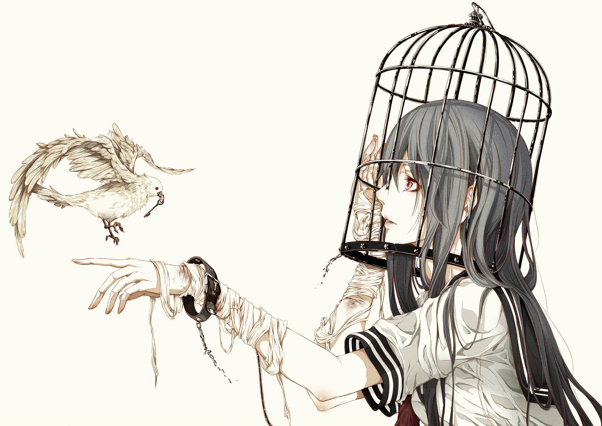 4k Anime Caged Girl Wallpaper