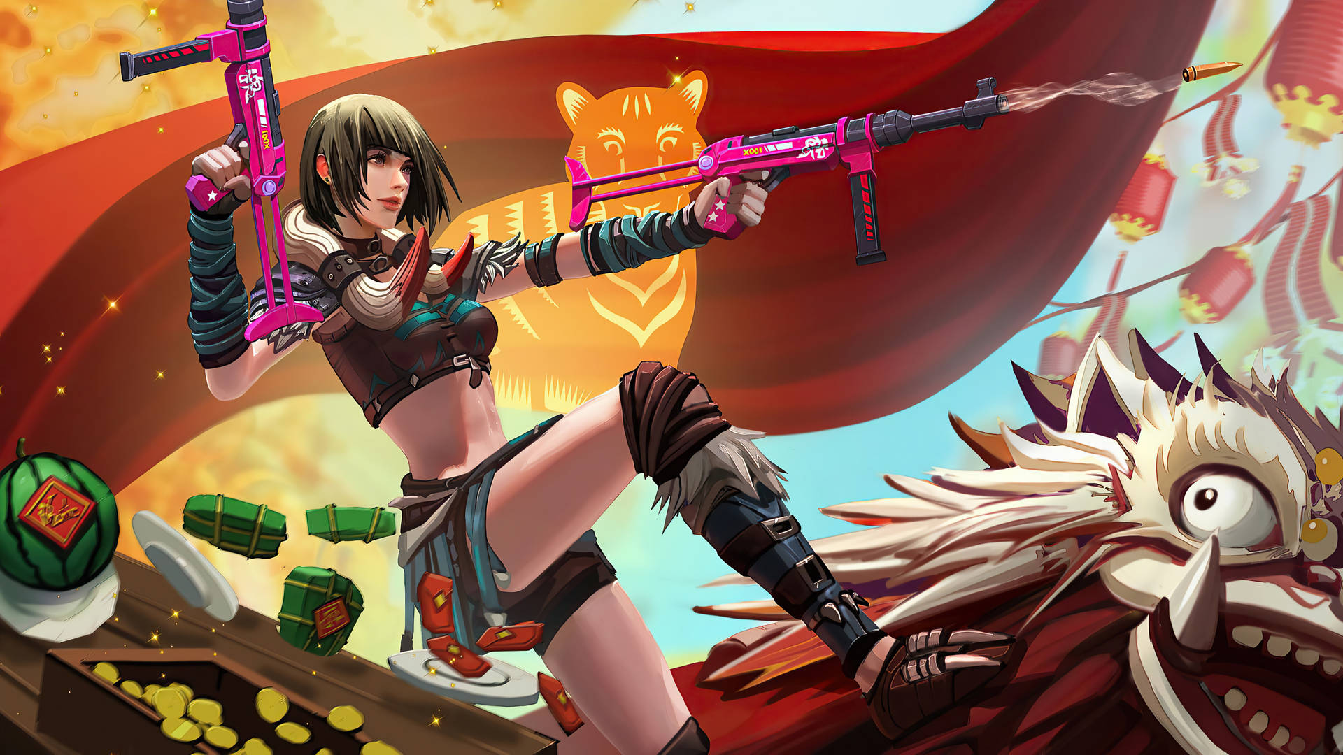 4k Free Fire Garena Female Character Wallpaper