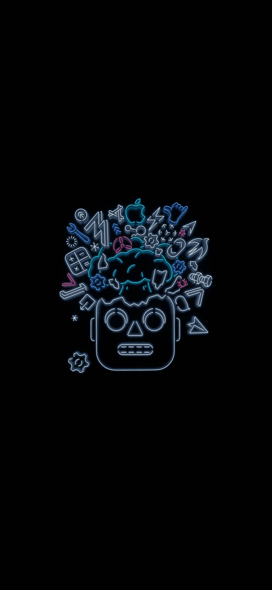 4k Phone Background Robot With Icons On Head Wallpaper
