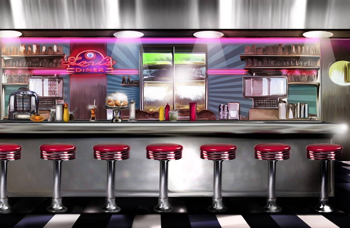 50s Diner Bar Stools Wallpaper