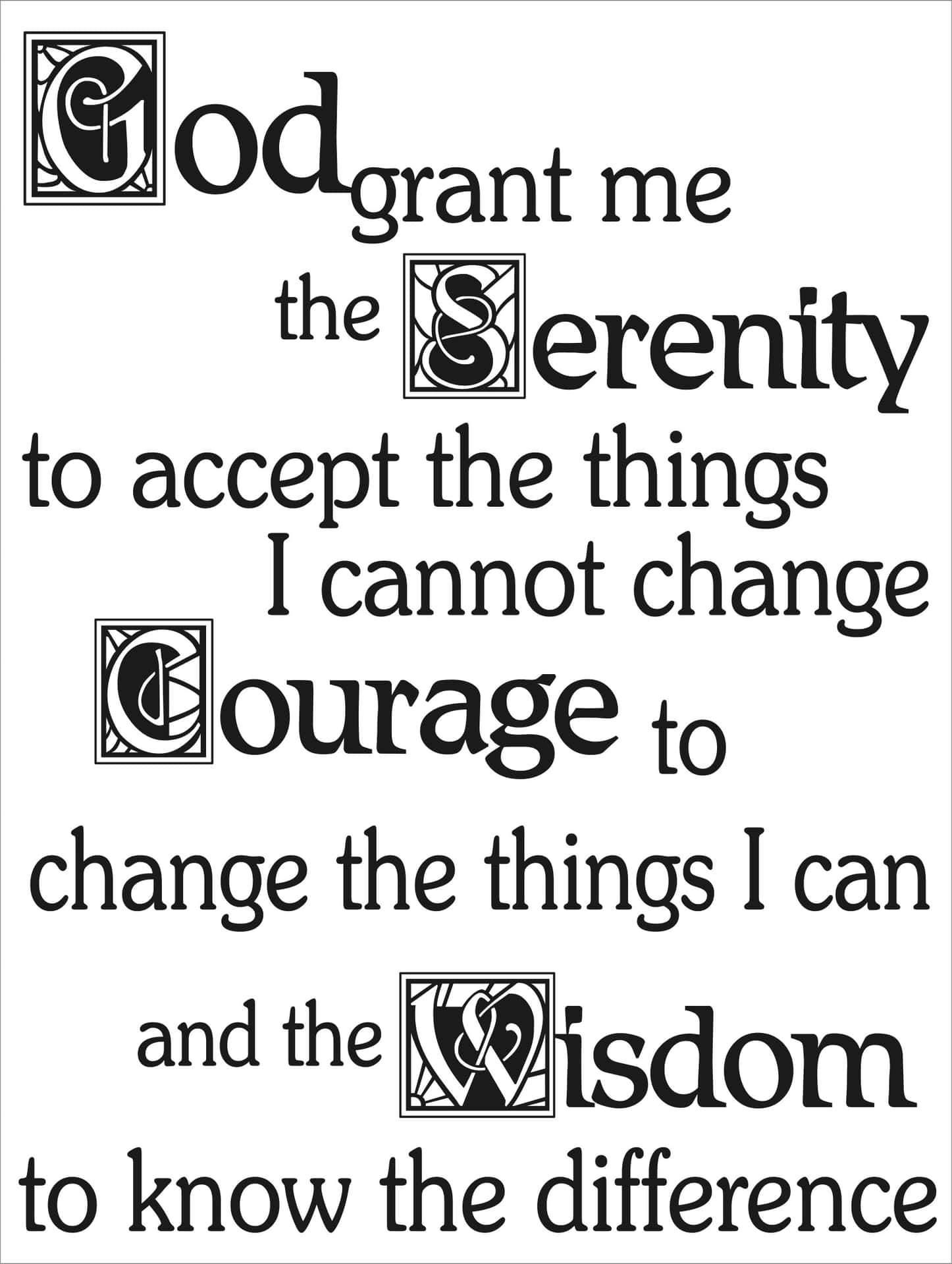 A Black And White Quote That Says God Grant Me The Serenity Wallpaper