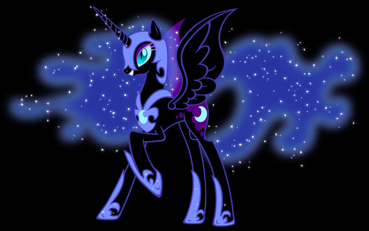 A Blue And Purple Unicorn Standing In The Dark Wallpaper