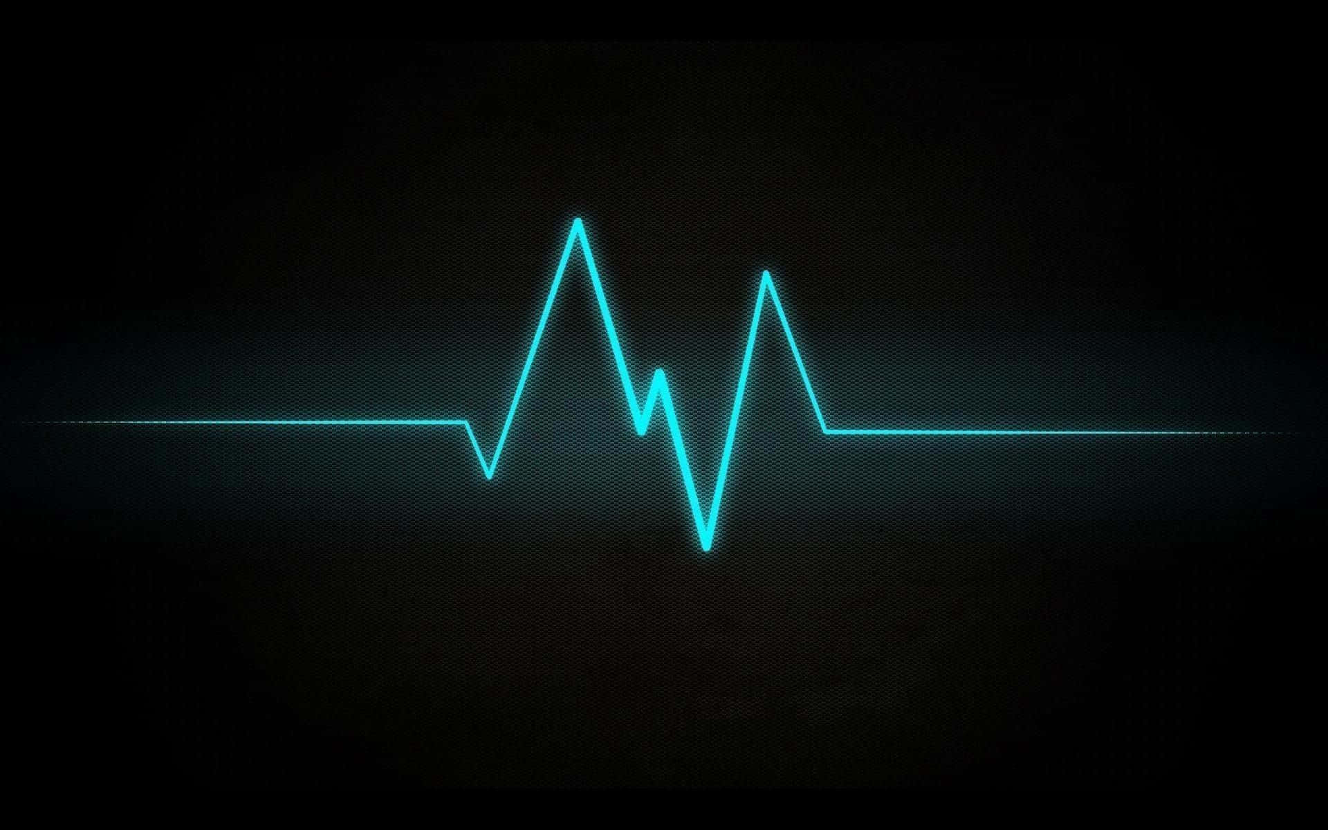 A Blue Heartbeat On A Black Background Wallpaper