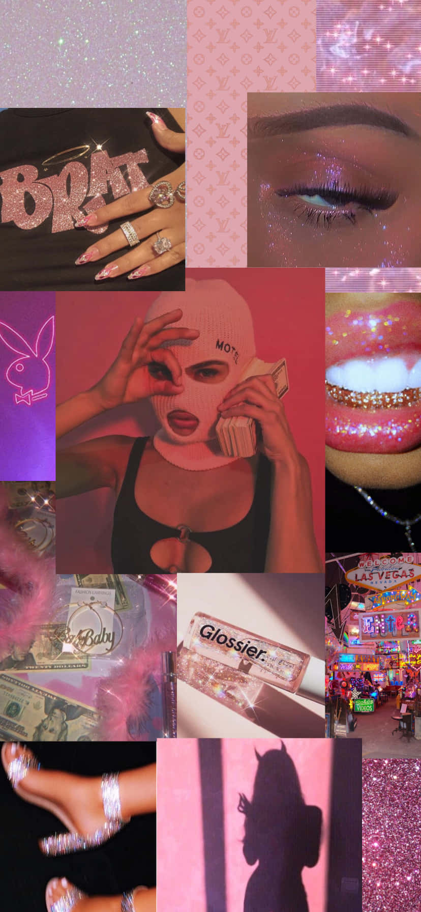A Collage Of Pictures Of People With Pink Makeup Wallpaper