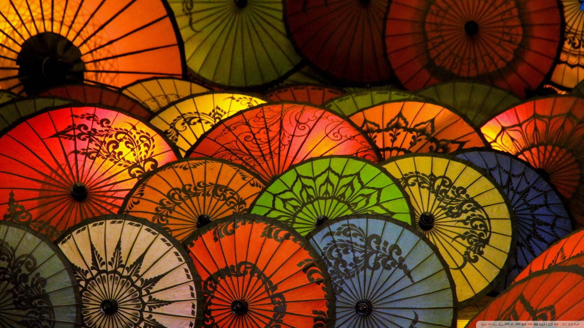 A Colorful Japanese Umbrella Wallpaper