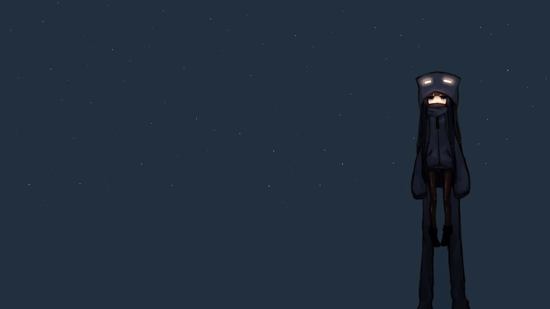 A Dark Night Sky With A Dark Figure Standing In The Middle Wallpaper