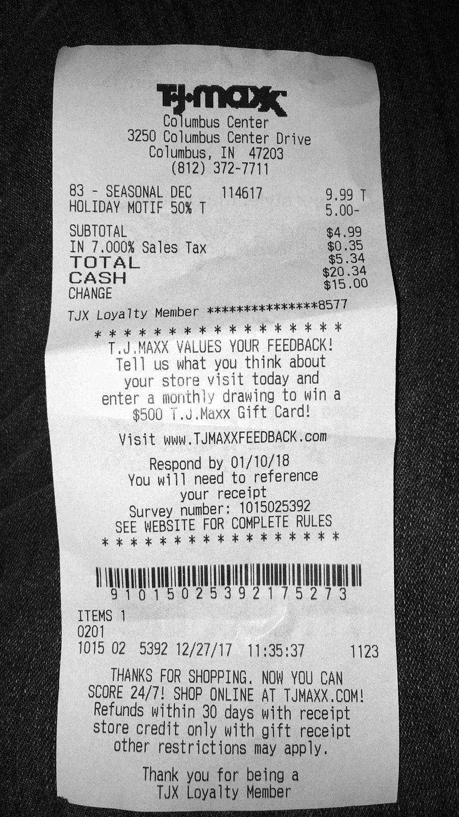 A Detailed Tj Maxx Receipt Wallpaper