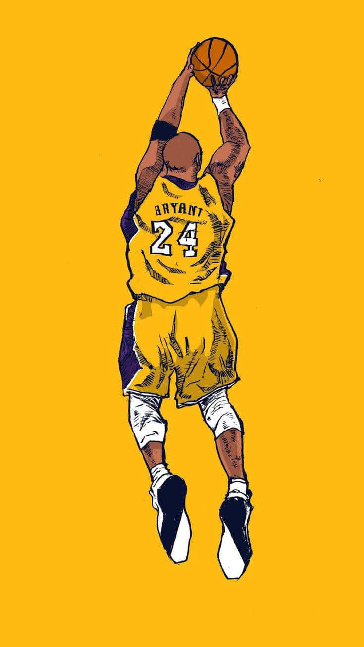 A Drawing Of A Basketball Player In The Air Wallpaper