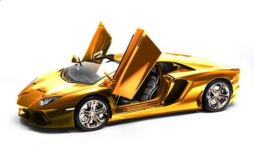 A Gold Toy Car With Open Doors Wallpaper