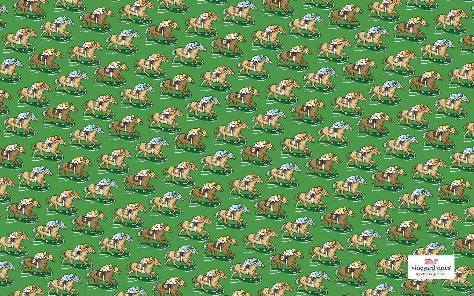 A Green Fabric With A Pattern Of Horses And People Wallpaper
