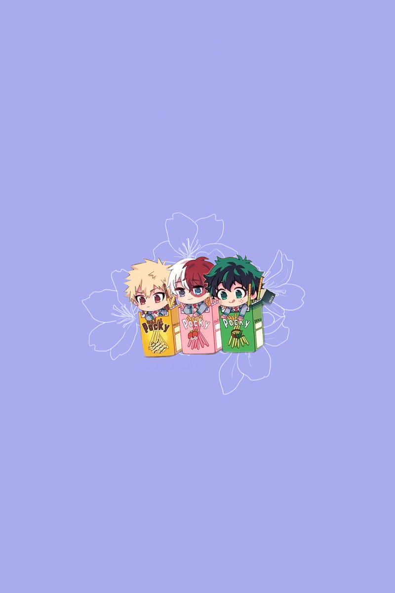 A Group Of Anime Characters On A Purple Background Wallpaper