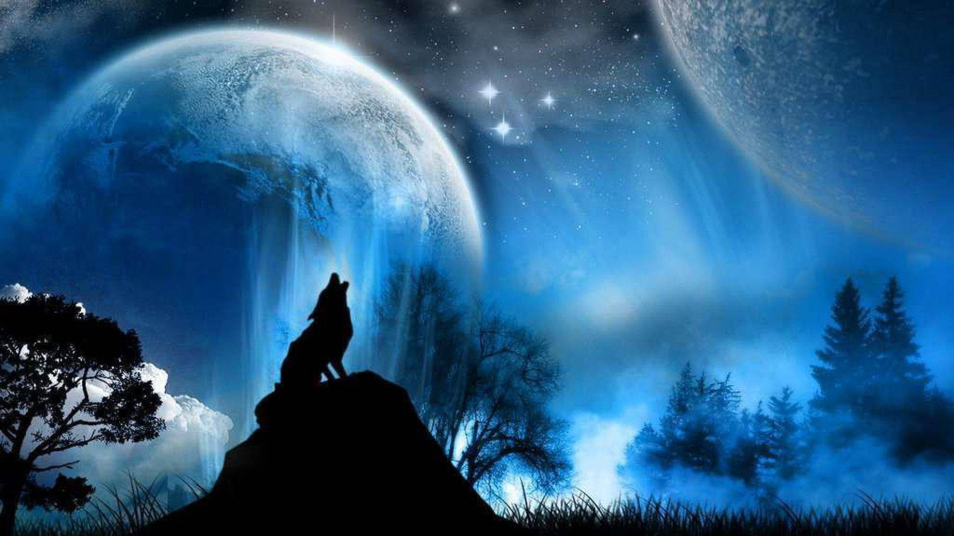 A Howling Wolf Painting Wallpaper
