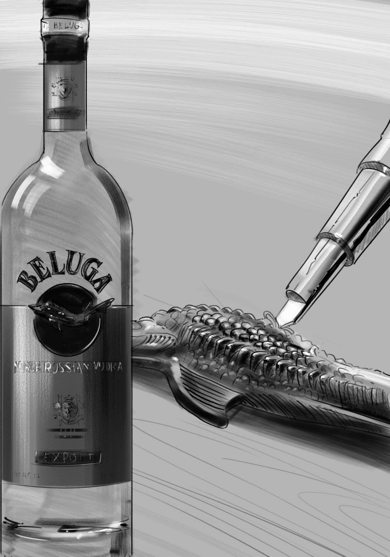 A Luxurious Sip - Beluga Vodka Artistic Presentation Wallpaper