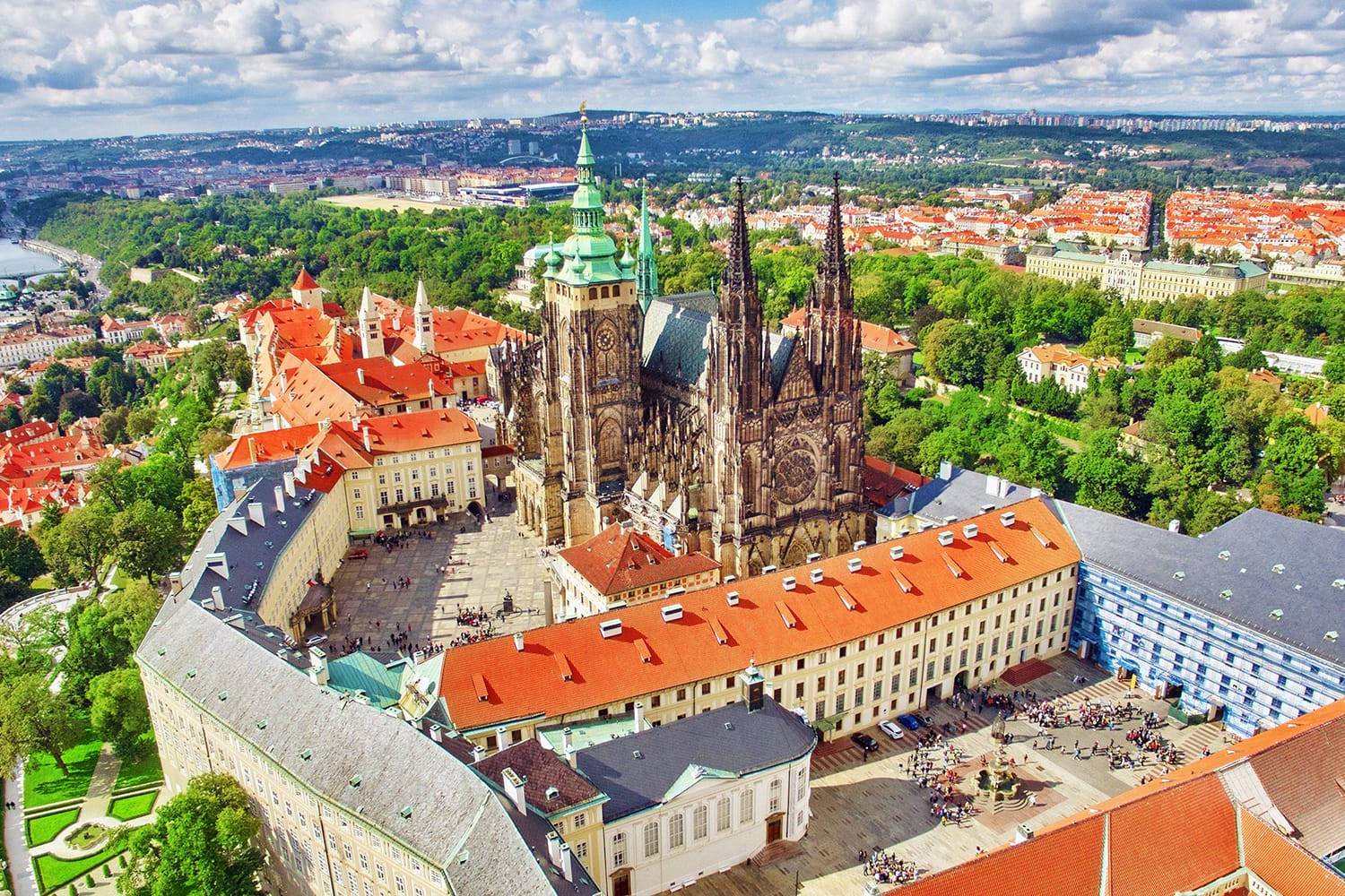 A Majestic View Of The Prague Castle Complex Wallpaper