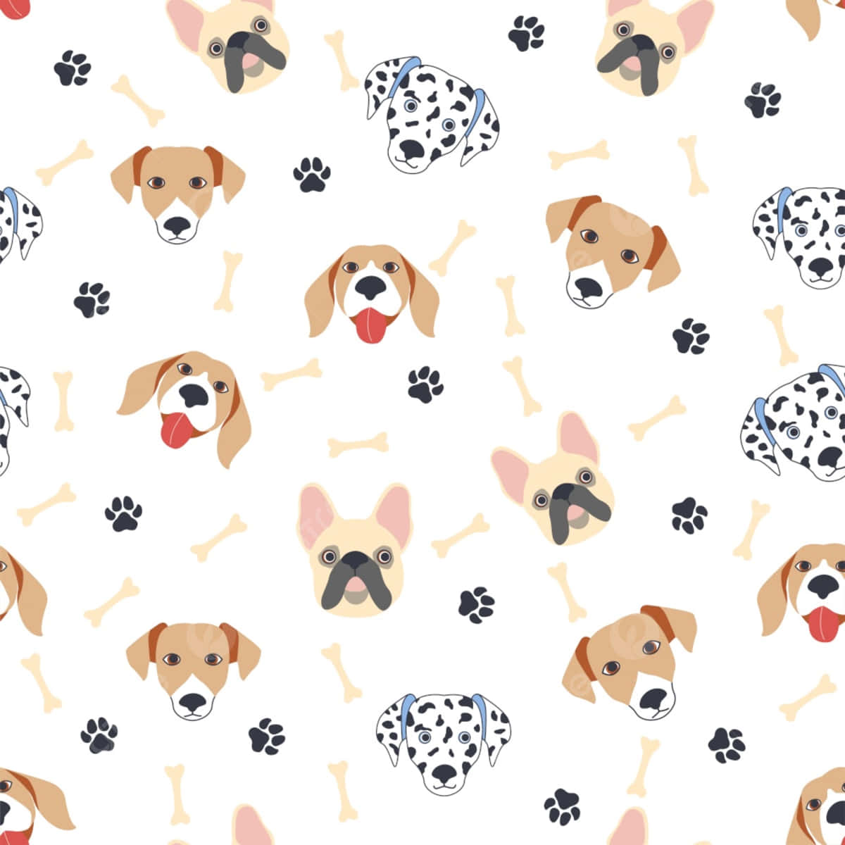 A Pattern Of Dogs With Bones And Bones Wallpaper