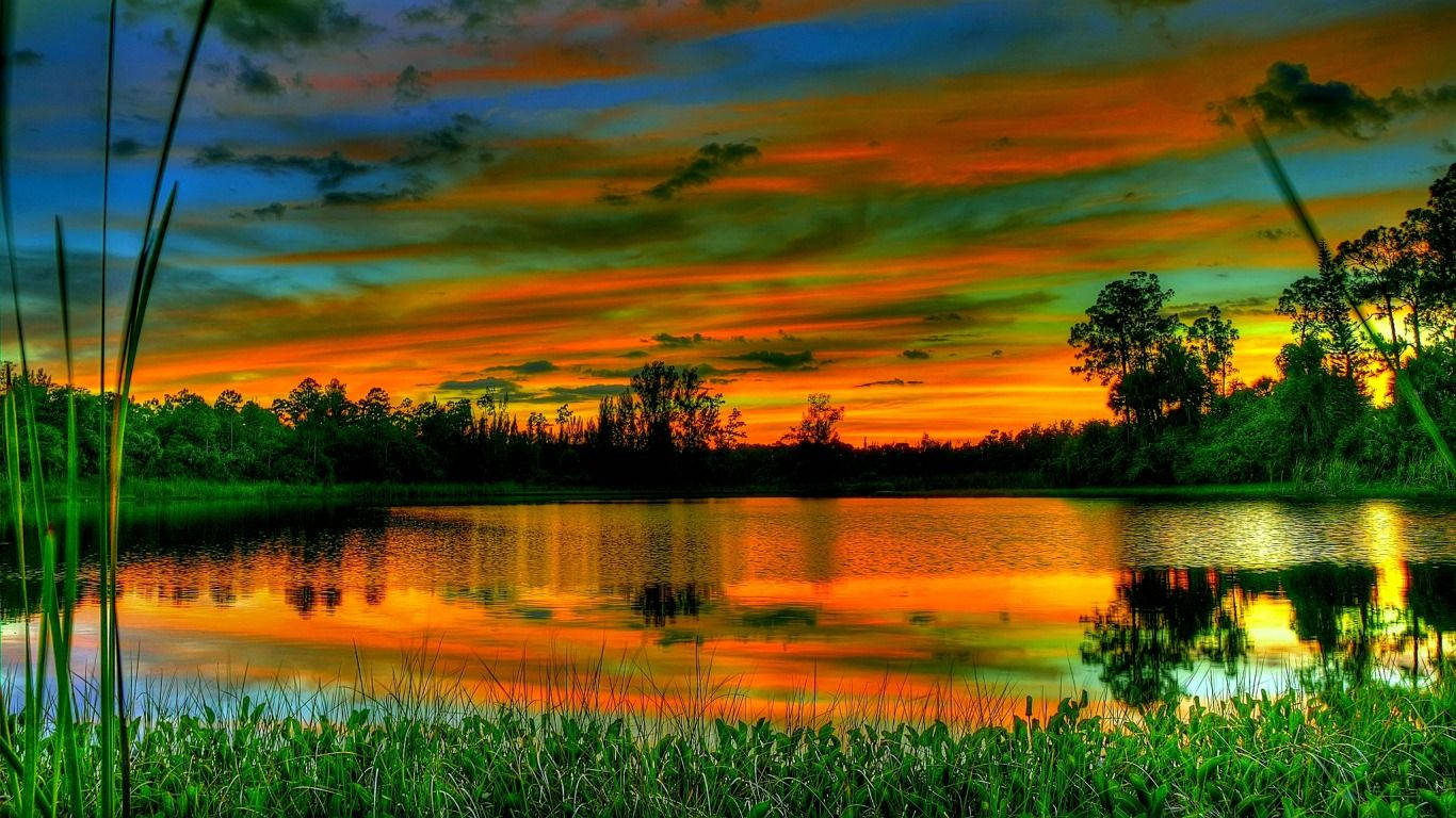 A Peaceful Mirrored Sky Lake Wallpaper