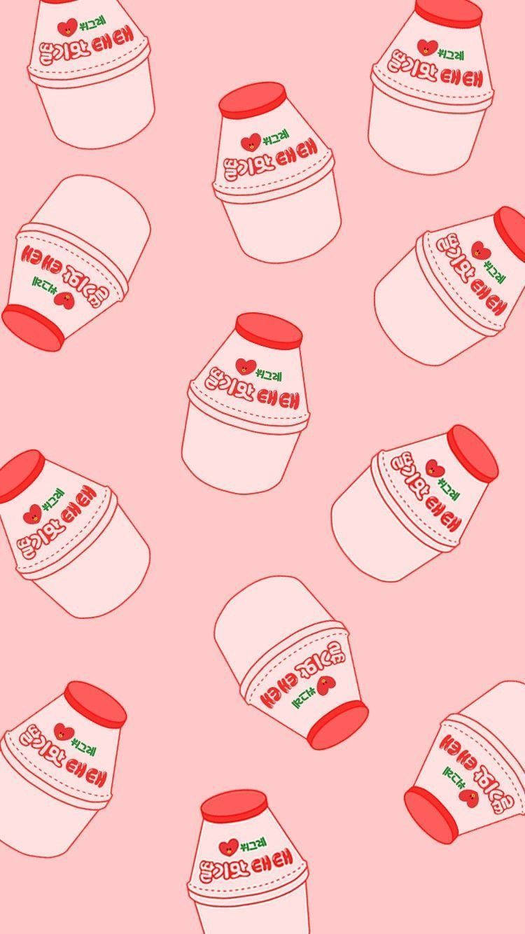 A Pink Background With A Pattern Of Apple Cups Wallpaper