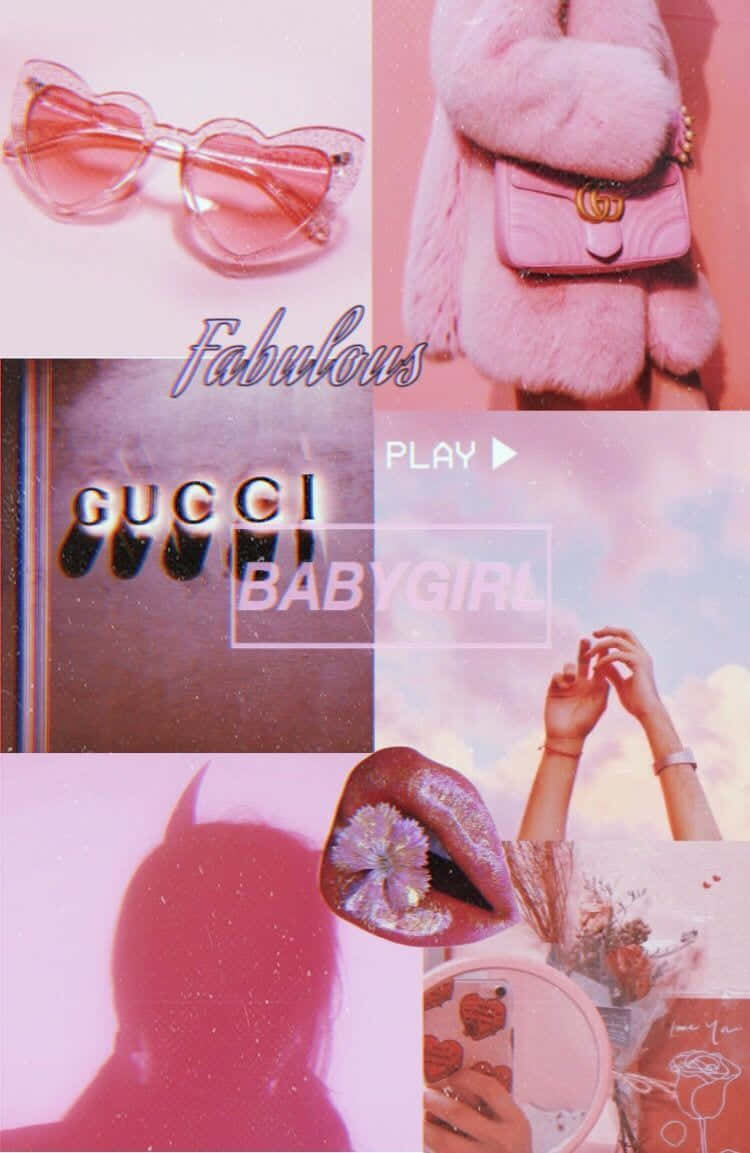 A Pink Collage With A Pink Purse And Sunglasses Wallpaper