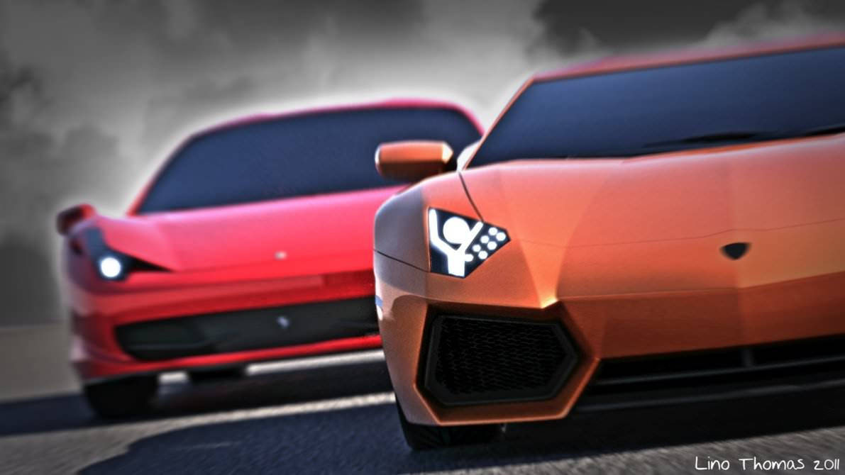 A Supercar Showdown: Lamborghini Vs Ferrari Wallpaper