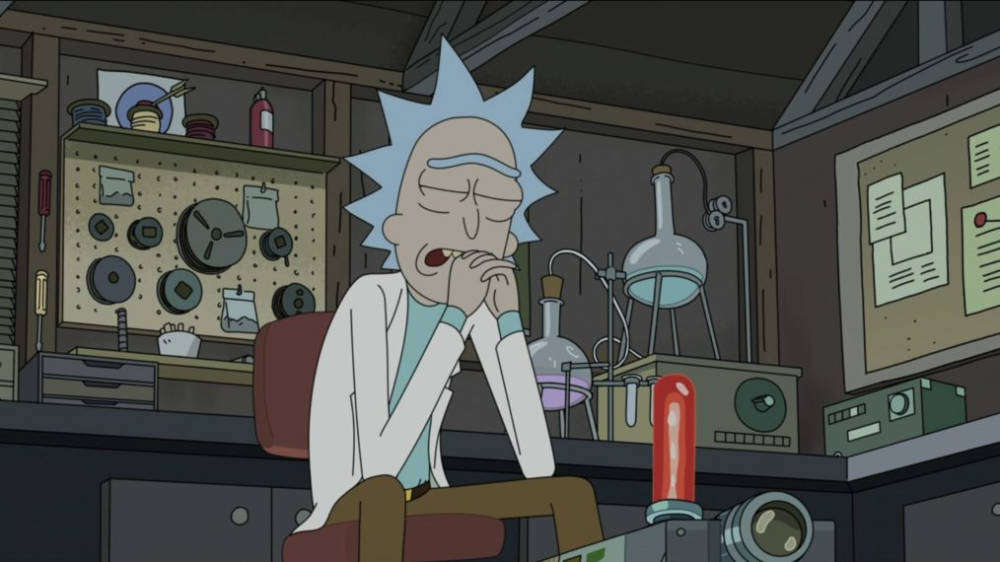 A Weary And Sad Rick Sanchez Sitting Wallpaper