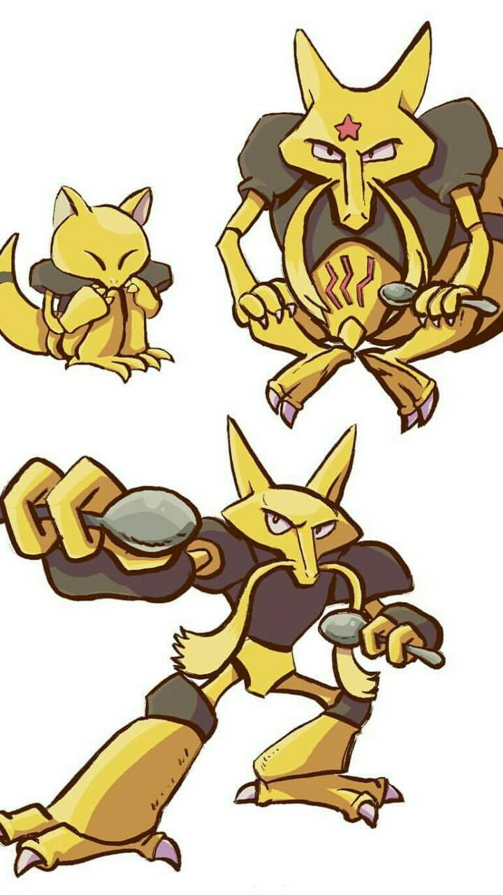 Abra Evolution Stages Phone Wallpaper