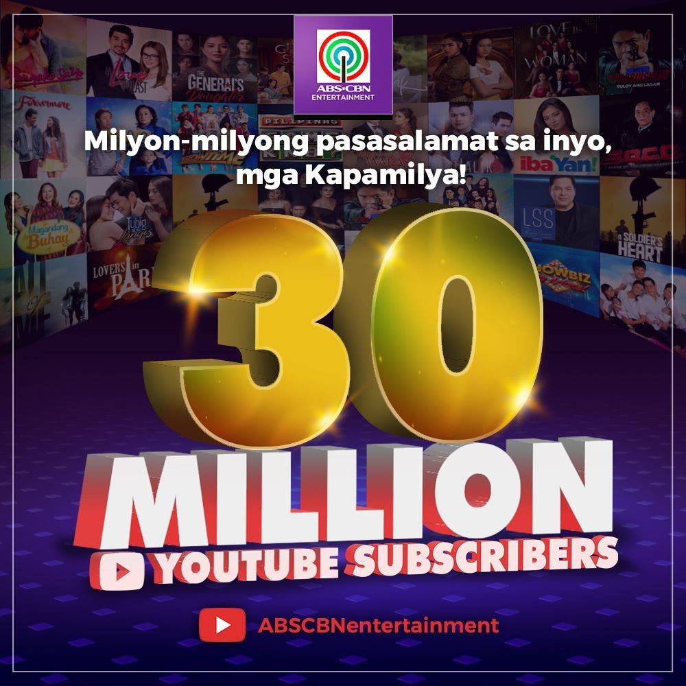 Abs-cbn Entertainment 30 Million Subs Wallpaper