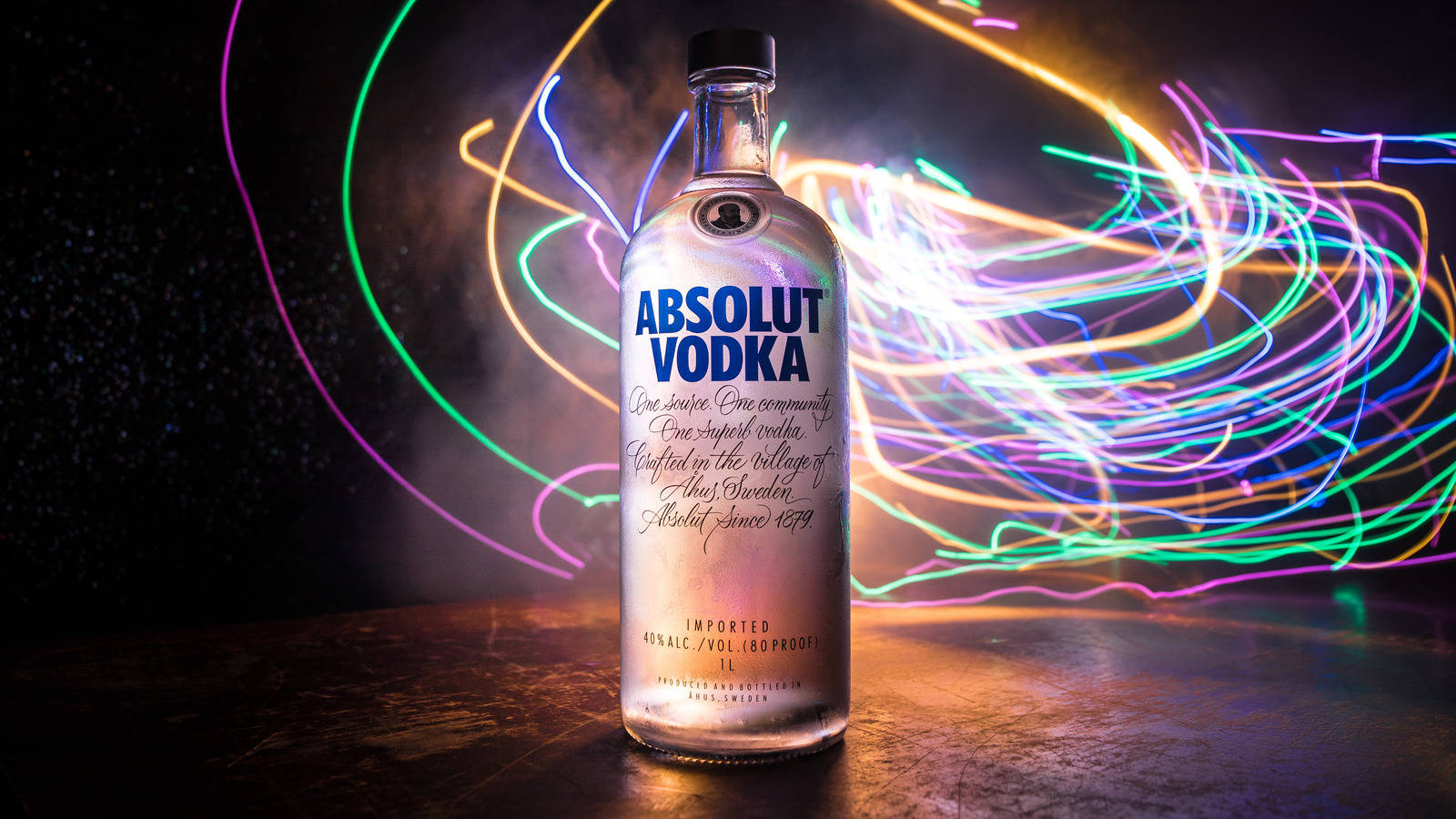 Absolut Vodka In Neon Trails Wallpaper