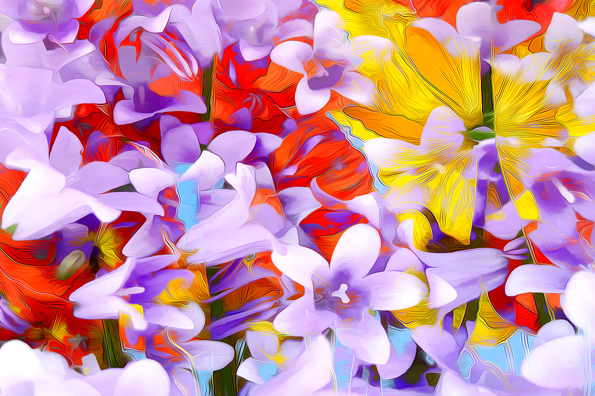 Abstract Art Brightly Blooming Wallpaper