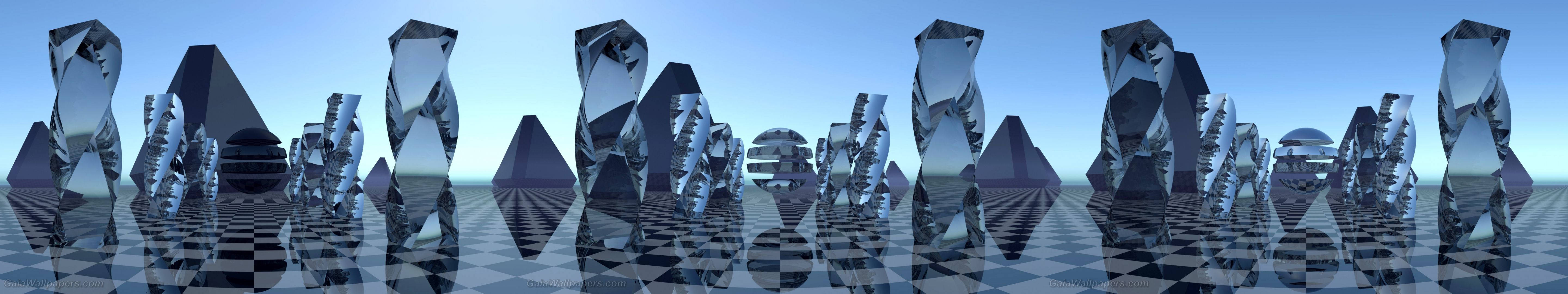 Abstract Blue Crystal Chess Wallpaper