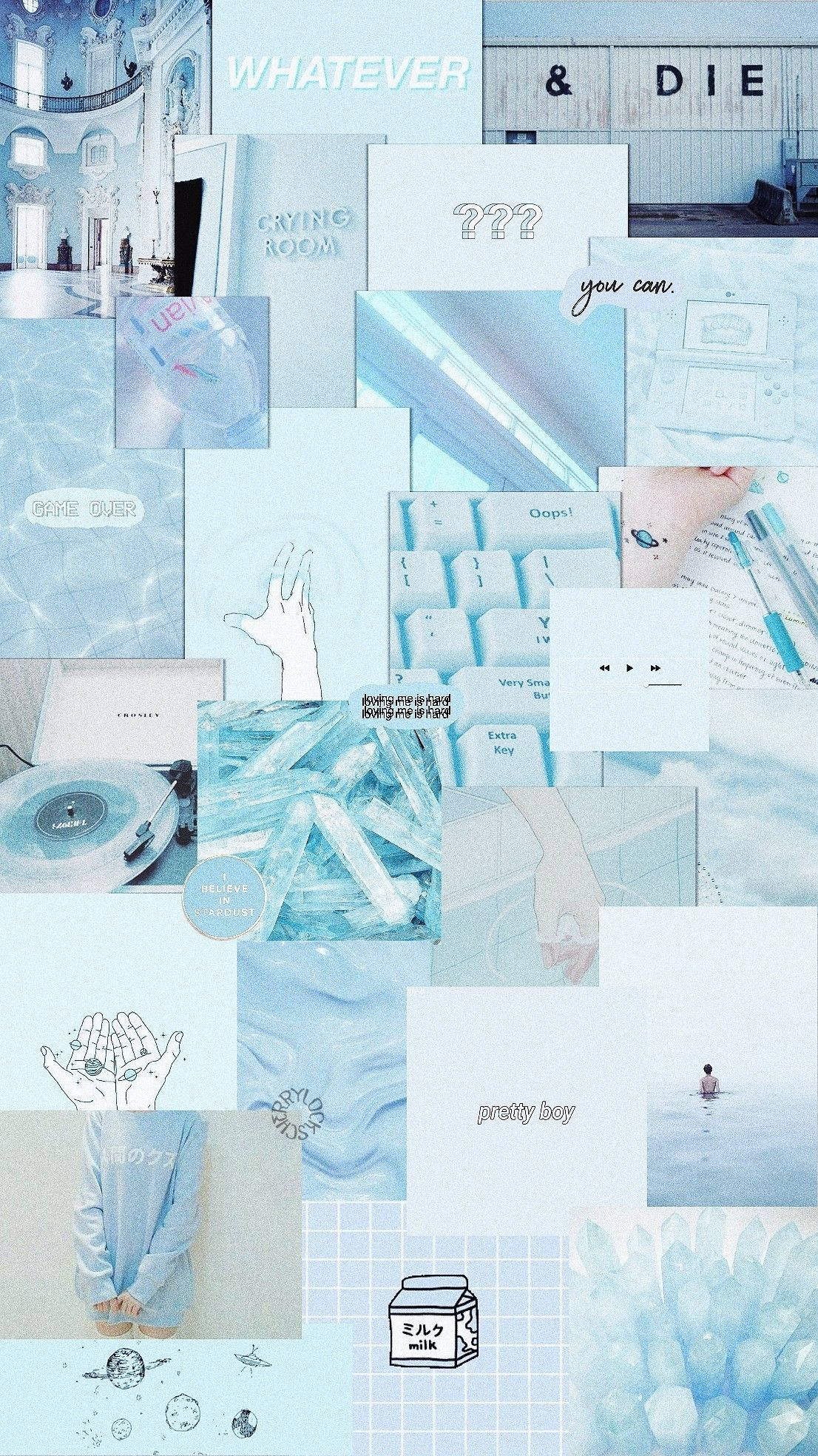 Abstract Collage Cute Blue Aesthetic Wallpaper
