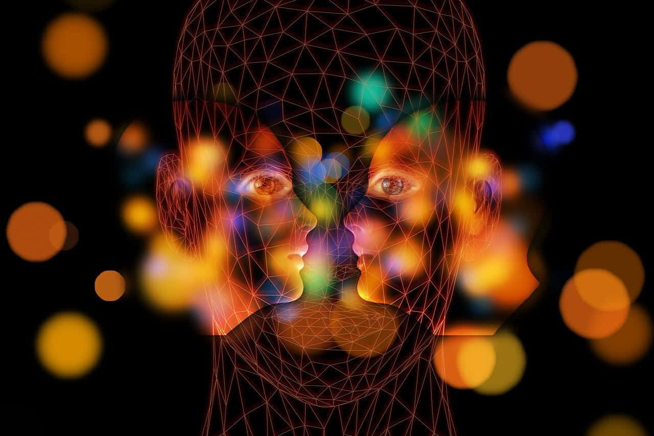 Abstract Face Lights Bokeh Wallpaper