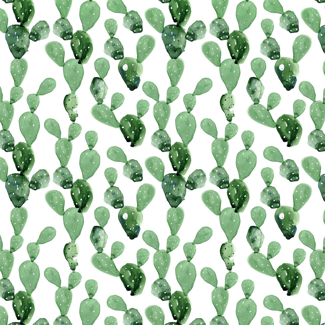 Abstract Green Cactus Pattern Wallpaper