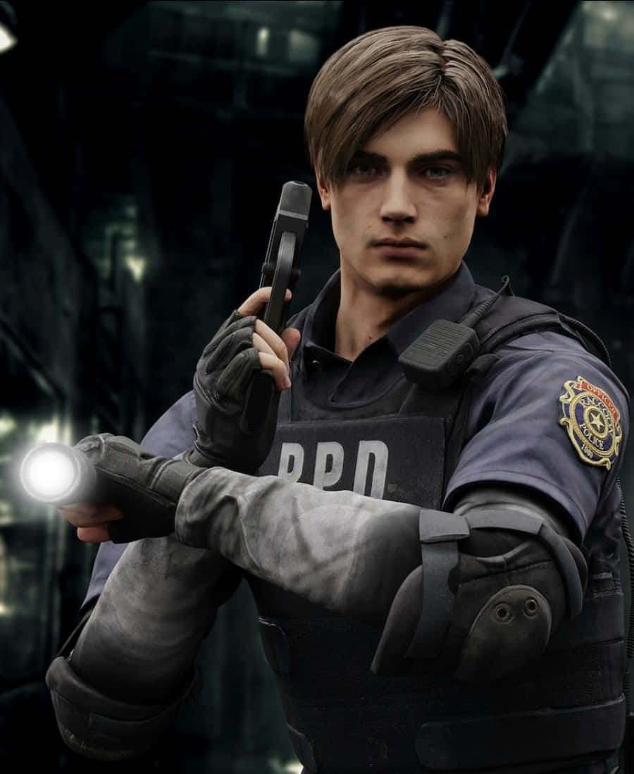 Action-packed Scene Of Leon S. Kennedy From Resident Evil Wallpaper