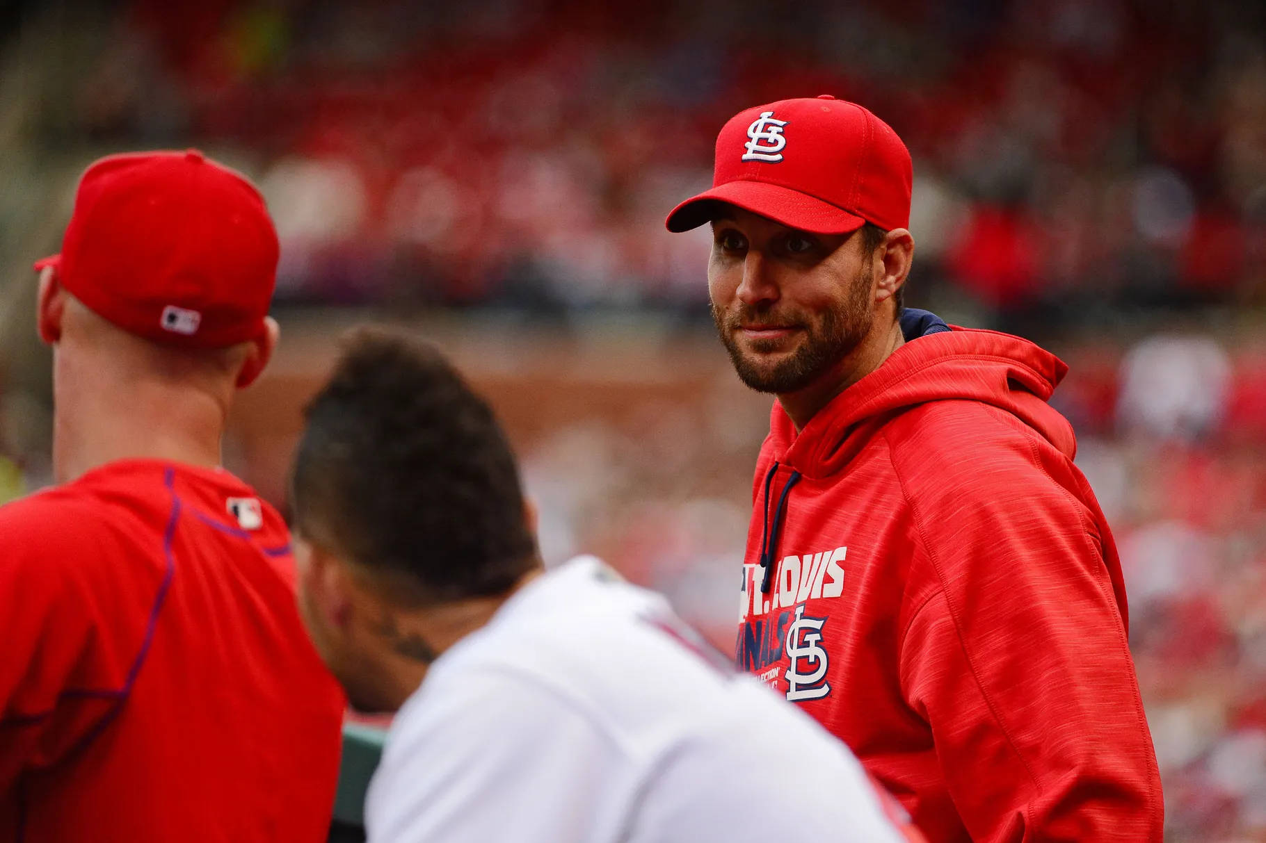 Adam Wainwright In Red Cap And Hoodie Wallpaper