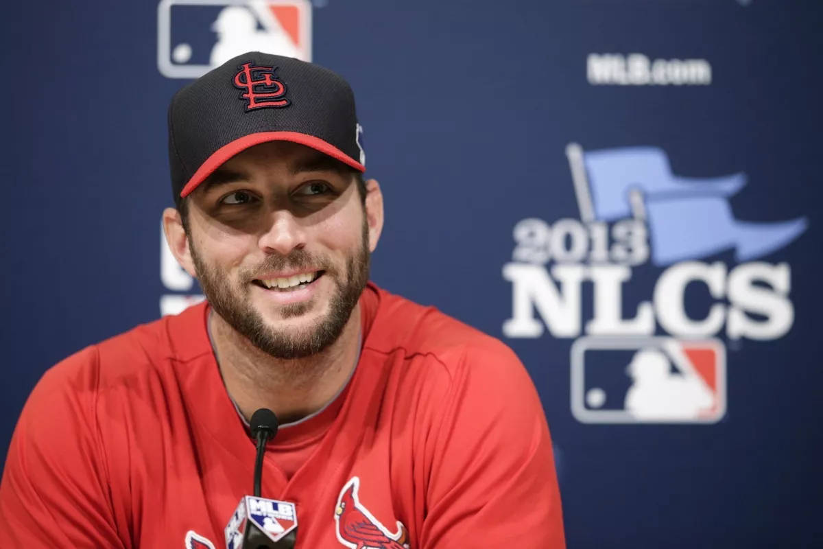 Adam Wainwright Smiling During Press Conference Wallpaper