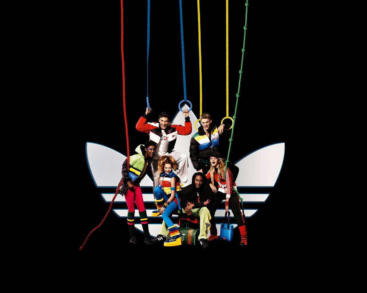 Adidas Brand Logo And Teens Models Wallpaper